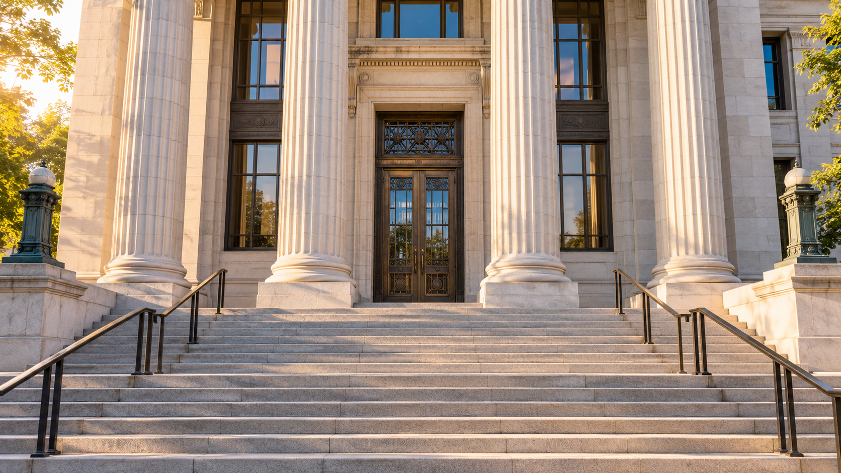 A dignified courthouse entrance
